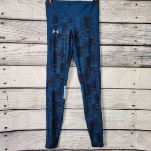 Under Armour HeatGear Compression Leggings Women’s Size SM Blue Geometric Print